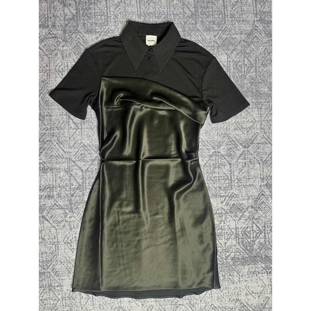 Nanushka Heceta Mesh Jersey & Slip Satin Fabric Blocked Mini Dress